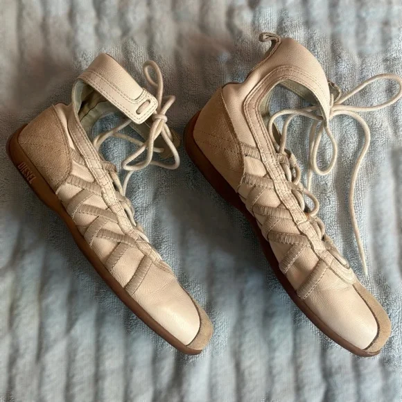 Vintage Diesel Cream Lace-Up Sneaker/ Ballet Flats - Picture 2 of 10